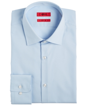 image of Hugo Men-s Slim-Fit Light Blue Solid Dress Shirt