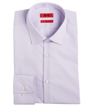 image of Hugo Men-s Slim-Fit Light Purple Solid Dress Shirt
