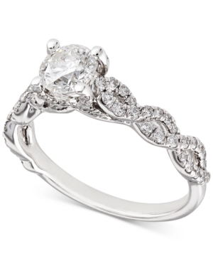 image of X3 Certified Diamond Woven Engagement Ring (1-1/6 ct. t.w.) in 18k White Gold, Created for Macy-s