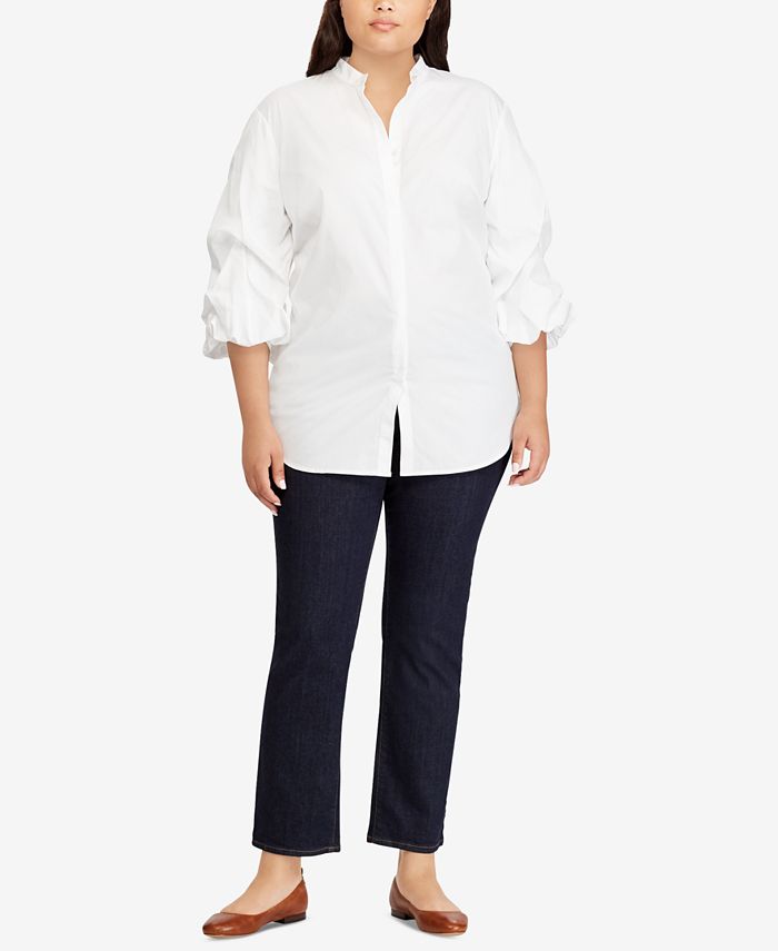 Lauren Ralph Lauren Plus Size Cotton Shirt - Macy's