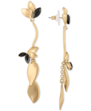 image of Rachel Rachel Roy Gold-Tone Crystal & Petal Linear Drop Earrings