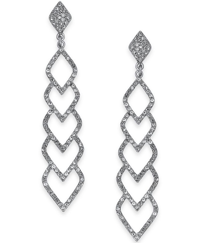 INC International Concepts I.N.C. SilverTone Pavé Linear Drop Earrings