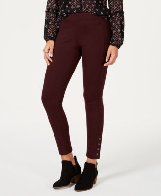 Ankle-Snap Ponte-Knit Leggings 
