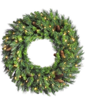 Vickerman 48" Cheyenne Pine Artificial Christmas Wreath With 200 Clear Lights In Green