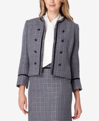 Tahari ASL - Metallic Tweed Collarless Jacket