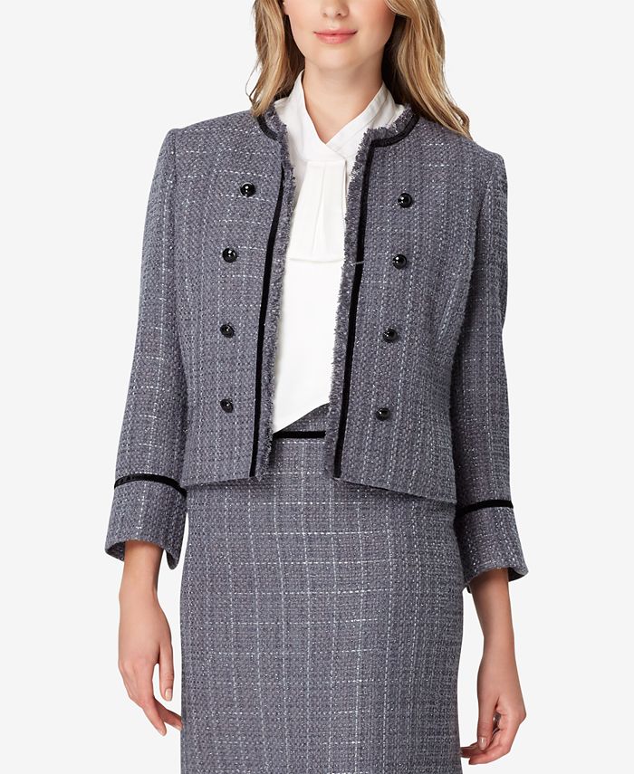 Tahari ASL Metallic Tweed Collarless Jacket Macy s