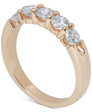 image of Diamond Five-Stone Ring (1 ct. t.w.) in 14k White or Yellow Gold