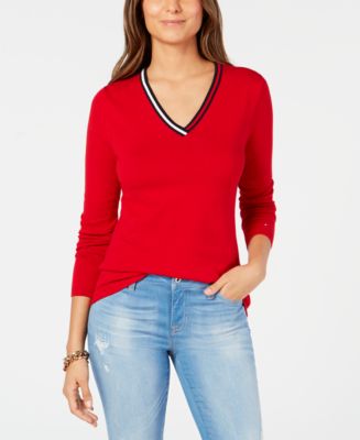 Tommy Hilfiger Ivy V-Neck Sweater, Created for Macy's - Macy's