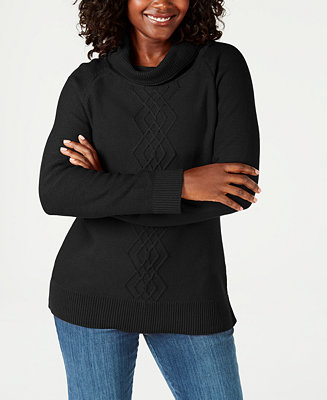 Karen Scott Petite Cotton Funnel-Neck Sweater, Created for Macy's ...