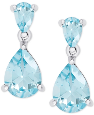 image of Blue Topaz Double Drop Earrings (2-1/2 ct. t.w.) in Sterling Silver
