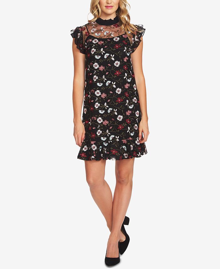 Cece embroidered mesh online sheath dress