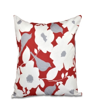 E By Design Mod Floral 16 Inch Coral And Gray Decorative Floral Throw Pillow