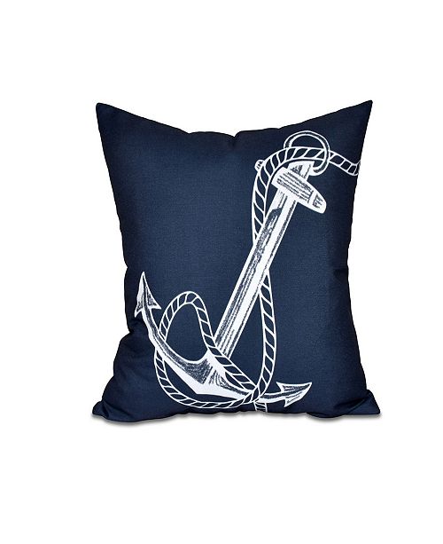 E By Design Anchored 16 Inch Navy Blue Decorative Nautical Throw