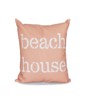 E By Design Beach House 16 Inch Coral Decorative Word Print Throw Pillow
