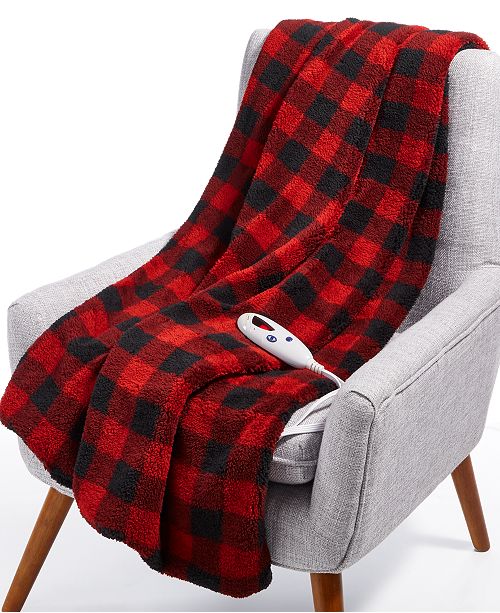 Biddeford CLOSEOUT! Velour Sherpa Electric Heated Throw & Reviews