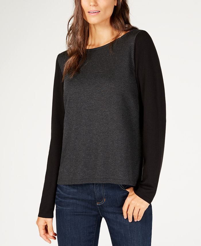 Eileen Fisher Tencel® Bateau-Neck Colorblocked Sweater - Macy's