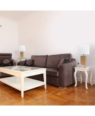 Elegant Designs 2 Pack Modern Leather Table Lamps with White Fabric Shades