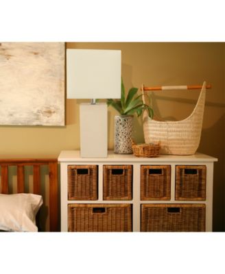 Elegant Designs Modern Leather Table Lamp with White Fabric Shade