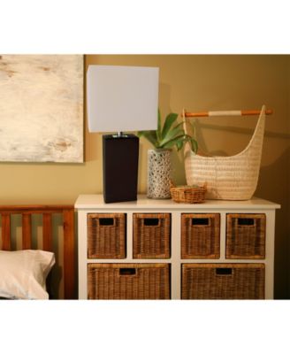 Elegant Designs Modern Leather Table Lamp with White Fabric Shade