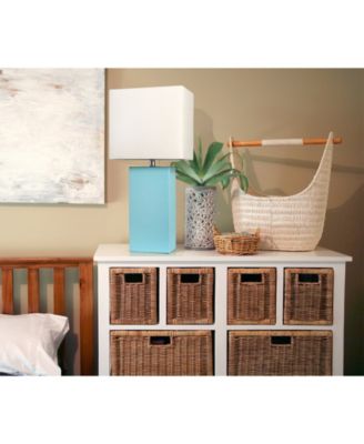 Elegant Designs Modern Leather Table Lamp with White Fabric Shade