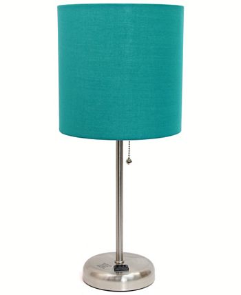 LimeLights - Stick Lamp with Charging Outlet and Fabric Shade