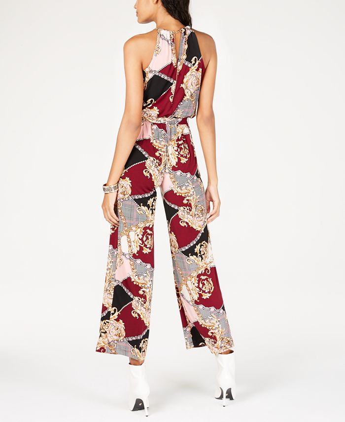 Thalia Sodi Women's Print Chain Neck Jumpsuit Blue Size XX-Large
