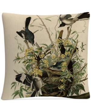 Baldwin John James Audubon Mocking Birds And Snake Ii Decorative Pillow, 16" X 16" In Multi-colored