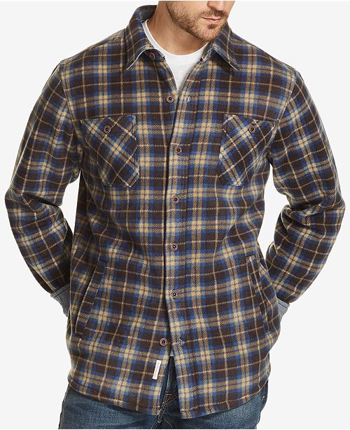 Weatherproof Vintage Men's Plaid Fleece-Lined Shirt Jacket, Created for ...