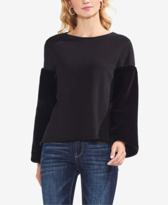 Vince Camuto - Faux-Fur-Sleeve Sweatshirt