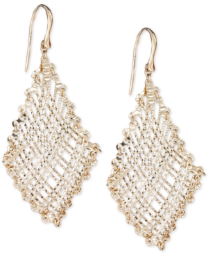 image of Filigree Weave Textured Drop Earrings in 14k Gold
