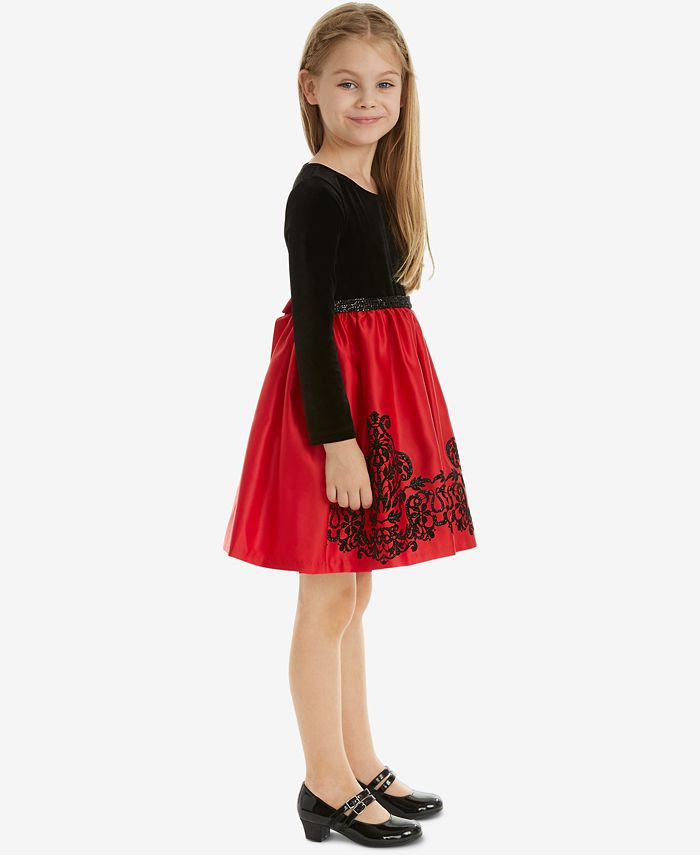 Rare Editions Little Girls Velvet Glitter Flocked Dress Macy's