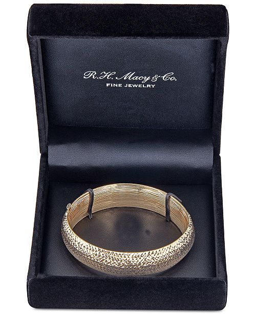 Macy's Diamond-Cut Wide Bangle Bracelet in 14k Gold & Reviews ...