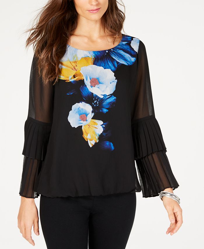 Alfani Printed TieredSleeve Bubble Top, Created for Macy's Macy's