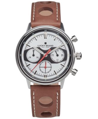 Lucky Brand - Men's Chrnongraph Fairfax Racing Tan Perforated Leather Strap Watch 40mm