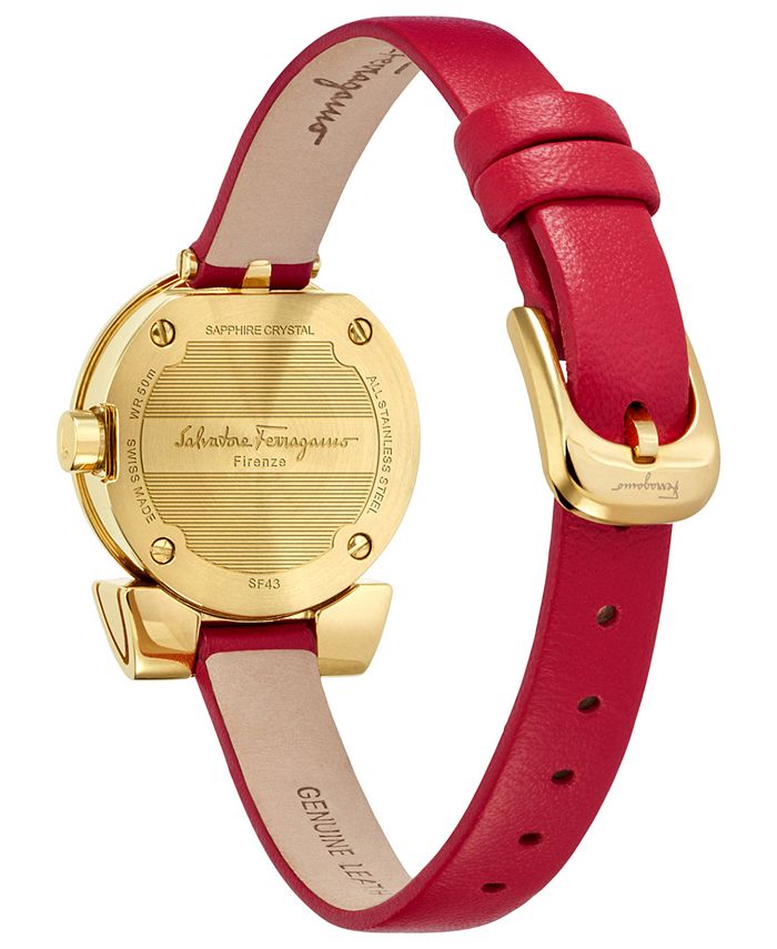 Ferragamo Women's Swiss Gancino Red Leather Strap Watch 22mm & Reviews