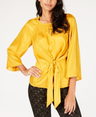 Alfani - Jacquard Tie-Front Blouse
