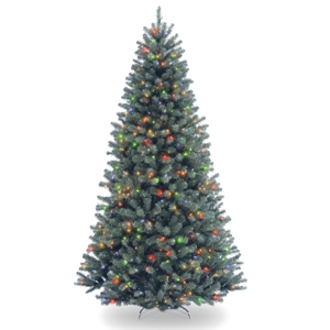 National Tree 7 5' North Valley Spruce Blue Hinged Tree with 700 Multi Lights