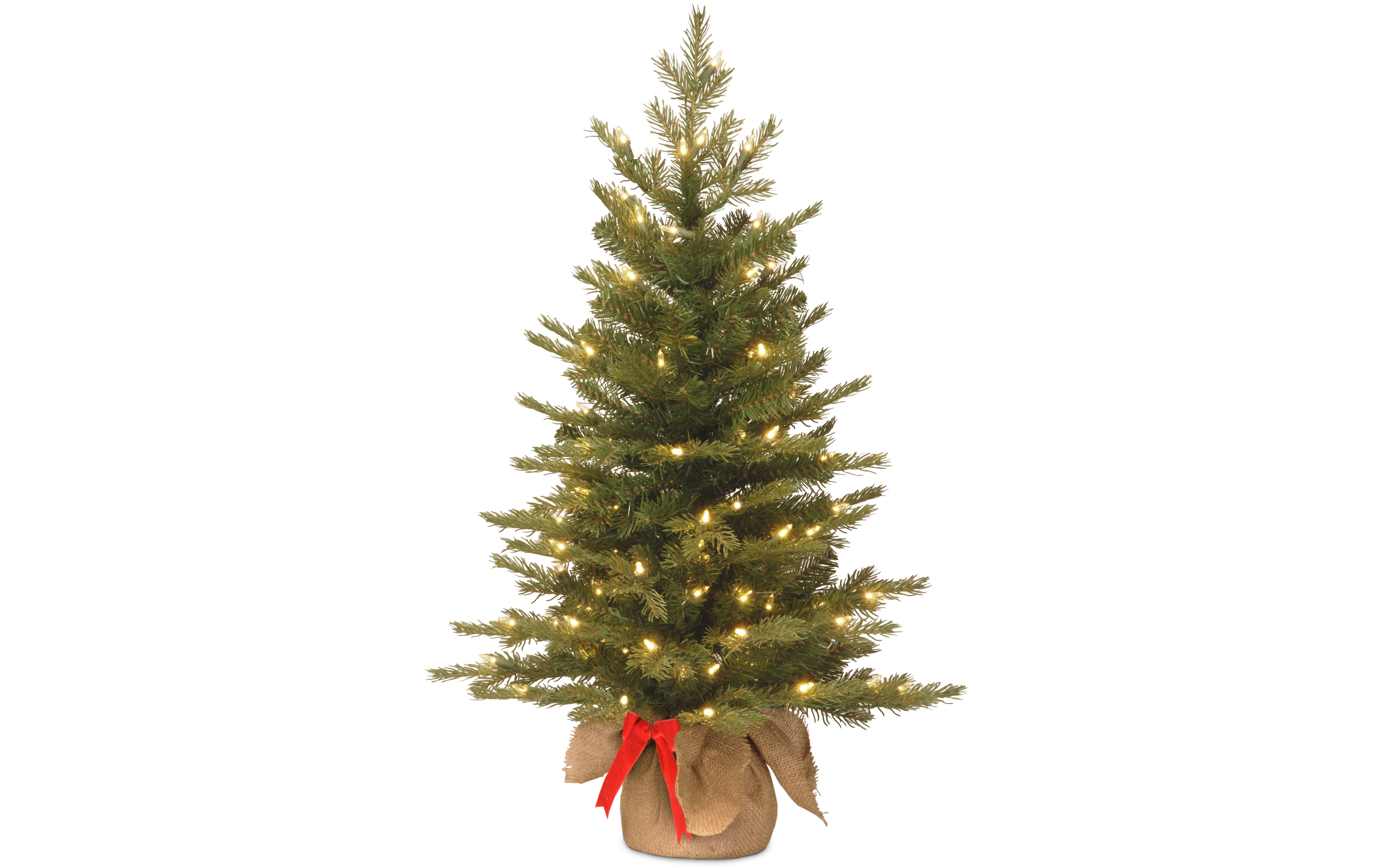 National Tree Company 3' Feel Real Nordic Spruce Tree in Burlap Base with Warm White Led Lights