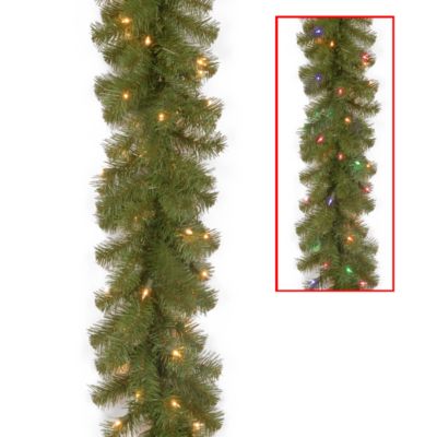 National Tree Company - National Tree 9' x 10" North Valley Spruce Garland with 50 Battery Operated Dual LED Lights