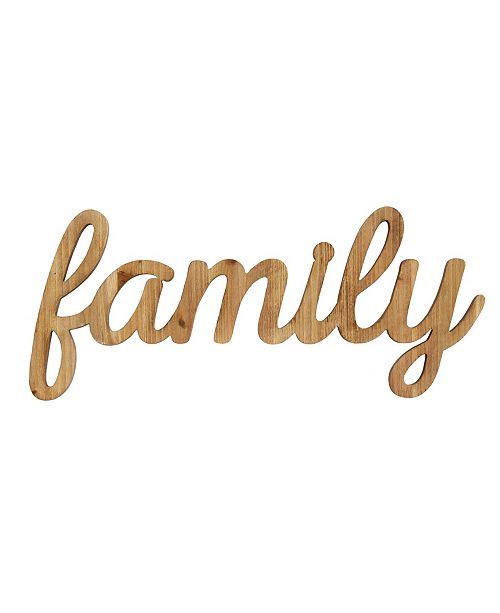 Stratton Home Decor Family Natural Wood Script Wall Art