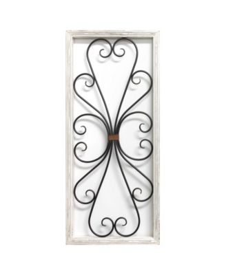 Stratton Home Décor Stratton Home Decor Distressed White Scroll Panel Wall Decor