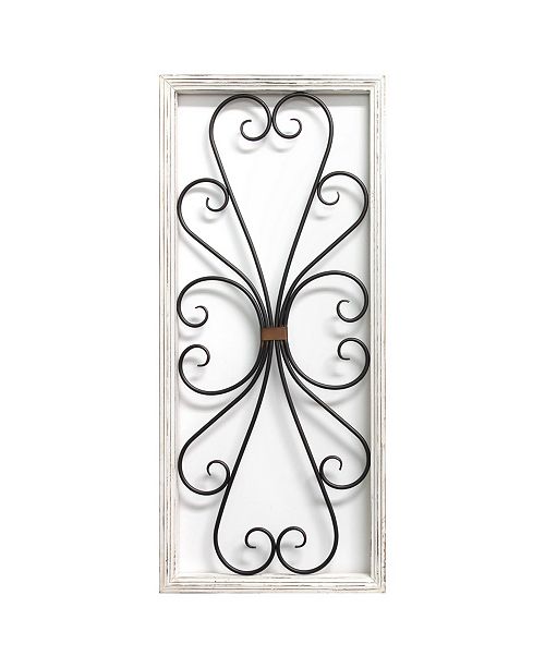 Stratton Home Decor Stratton Home Decor Distressed White Scroll