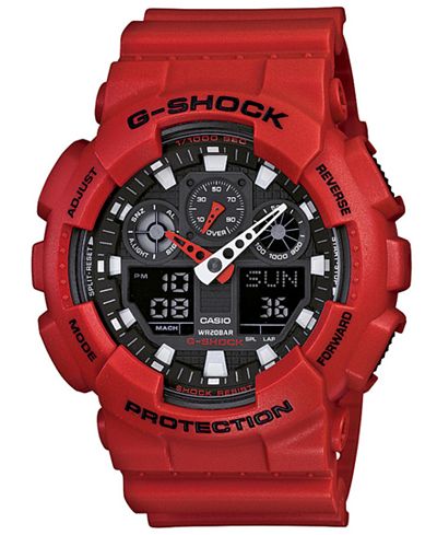 G-Shock Men's Analog Digital Red Resin Strap Watch GA100B-4A