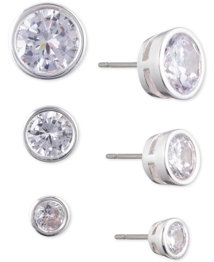 Lauren Ralph Lauren SilverTone 3Pc. Set Crystal Stud Earrings Macy's