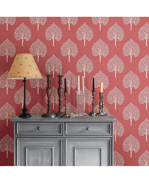 Brewster Home Fashions Grove Coral Peel And Stick Wallpaper