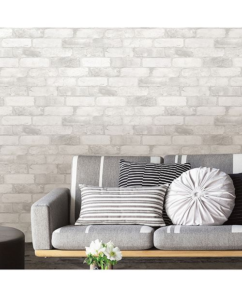 Brewster Home Fashions Loft White Brick Peel and Stick Wallpaper