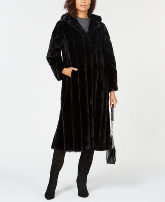 Jones New York - Hooded Maxi Faux-Fur Coat