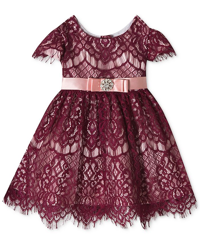 Macy's burgundy lace hot sale dress