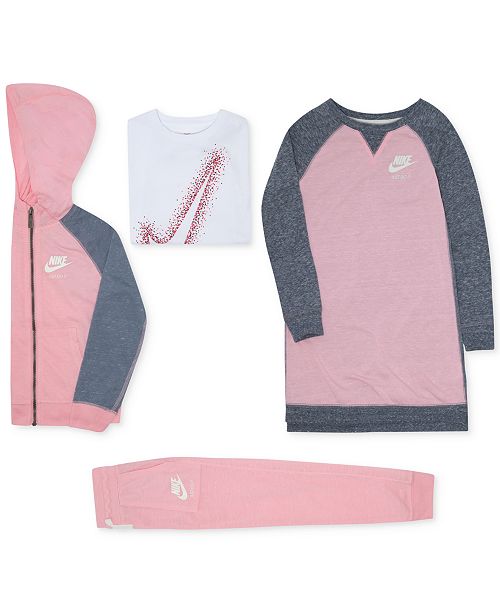 Nike Little Girls Zip Up Hoodie Gym Dress Graphic T Shirt