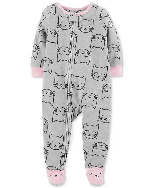 Carter S Baby Girls Cat Print Footed Pajamas Reviews Pajamas Kids Macy S